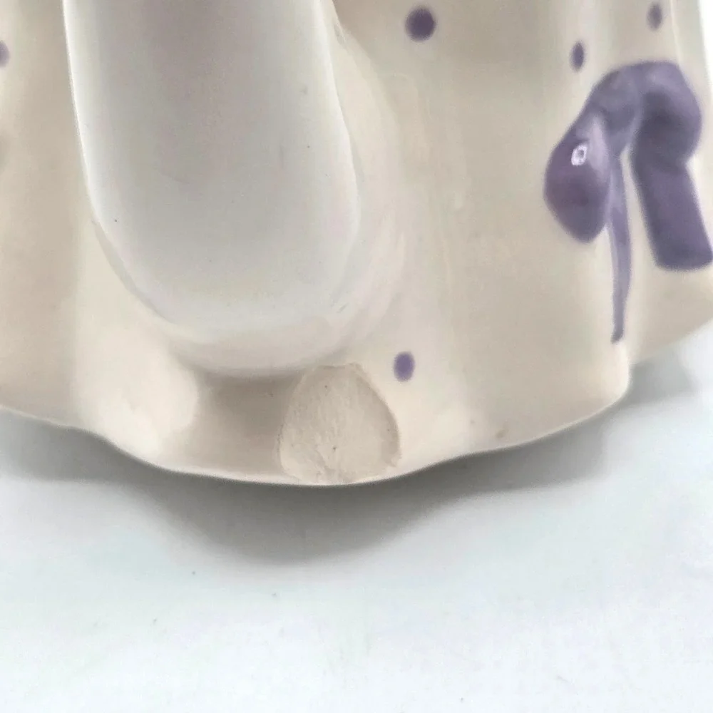 Teleflora Vintage Teapot, Tea Party White, Purple bows & Polkas Dots, Blue Bird